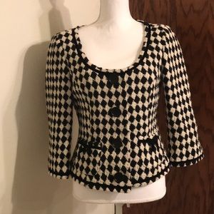 Trina Turk black and white wool blazer EUC